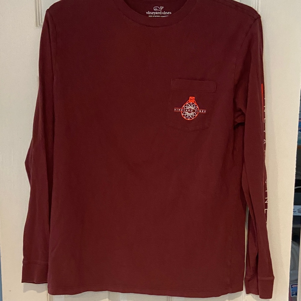 Vineyard Vines Maroon Long Sleeve Tee Classic Casual